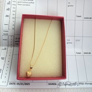 18 Karat Yellow Gold Heart Pendant Necklace